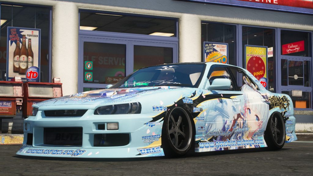 Ayaka Kamisato Itasha Livery Nissan Skyline ER34 Uras D Spec V1 1 GTA