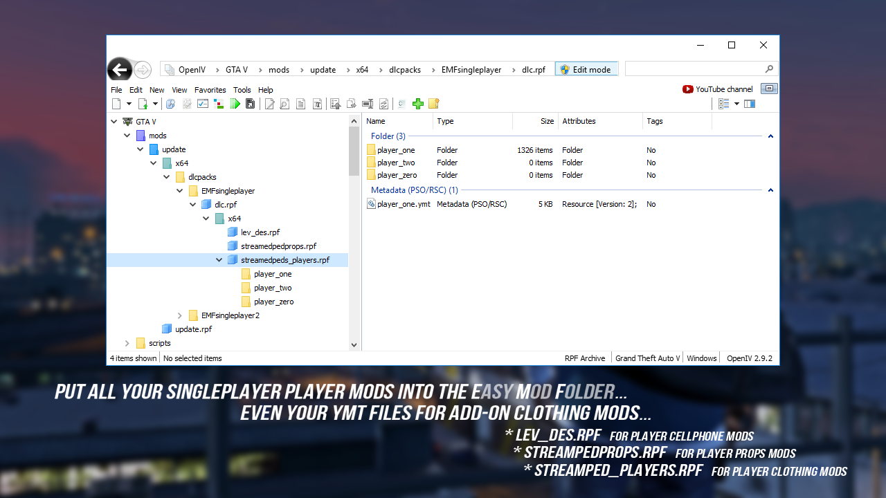 Emfsp Easy Mod Folder For Sp Player Mods 1 2 Gta5mod Net