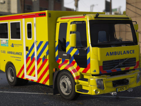Volvo FLL MICU Dutch Ambulance [Replace|ELS|Template|Enterable] v1.5 (added ELS file and changed headlights)