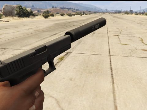 Glock 17 with and without silencer