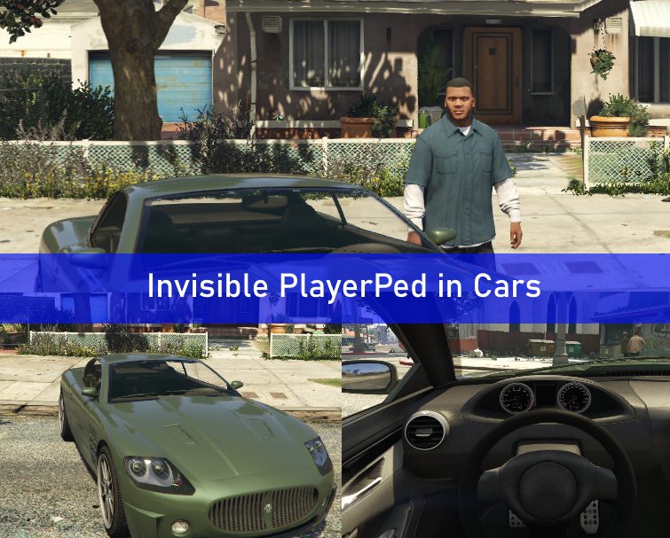 Invisible PlayerPed in Cars (Hide player in vehicles) v0.1