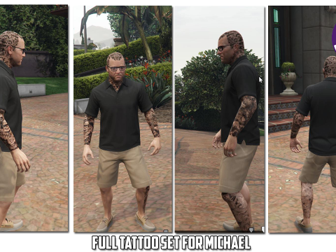 HD Tattoos (face/sleeve/back/feet) for Trevor Franklin & Michael 1.8