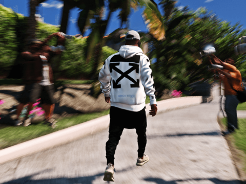 OFF-WHITE Black/White Diagonal Caravaggio Hoodie 2.0