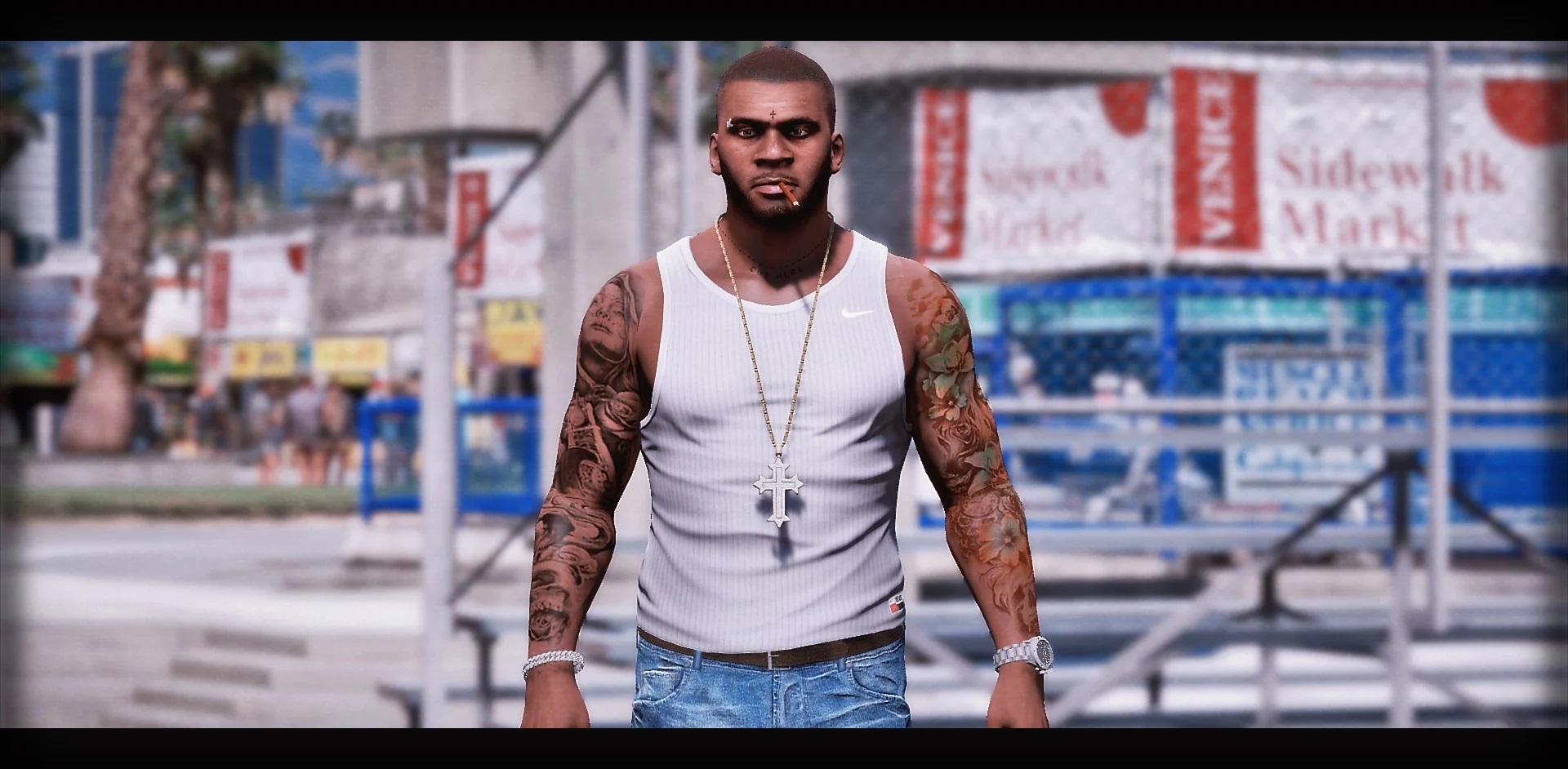 Body tattoos and Bullets Scars  – GTA 5 mod