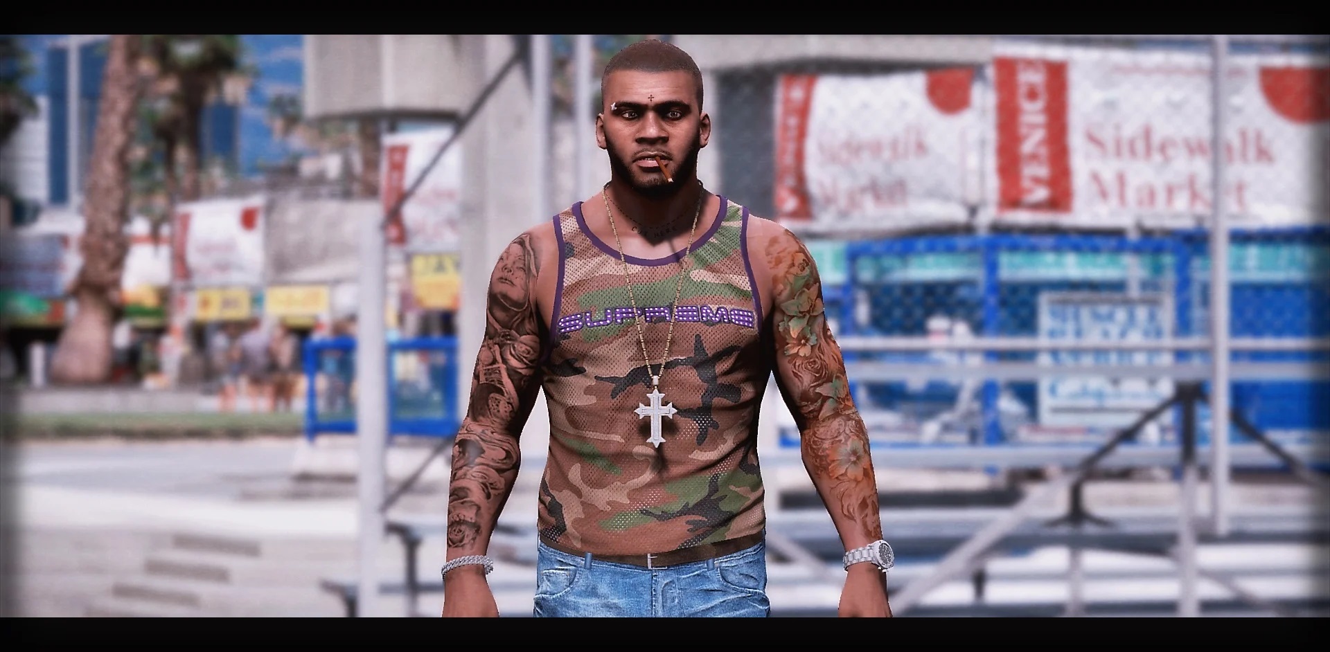 Body tattoos and Bullets Scars  – GTA 5 mod