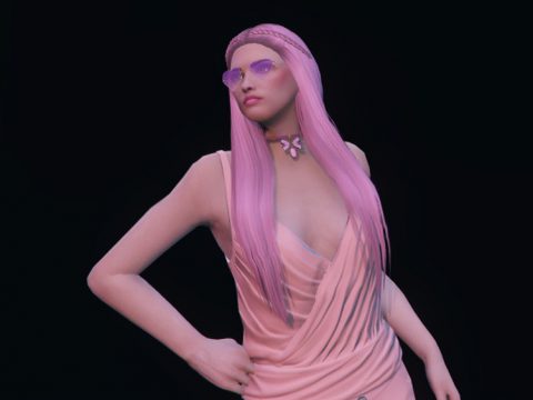 Long sleek hairstyle with 2 small braids for MP Female