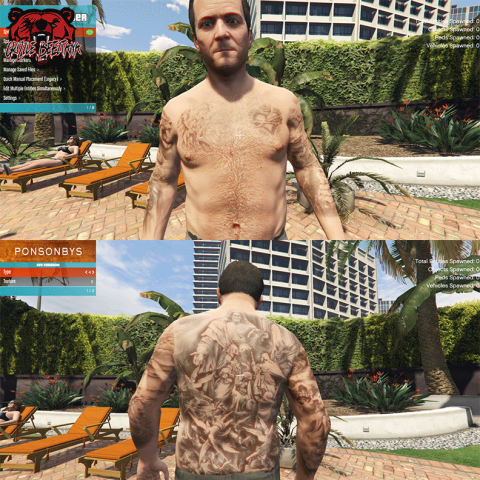 Franklin Michael and Trevor Tattoos 2.5 – GTA 5 mod