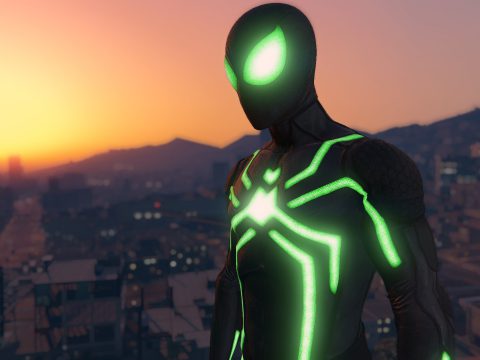 PS4 Spider-Man Big Time (Stealth) Suit w/ Emissive Effects [Add-On Ped]