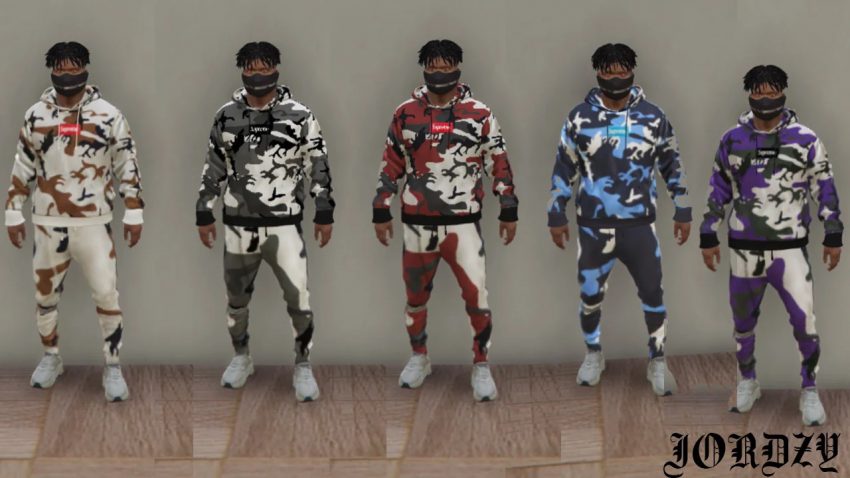 Supreme Camo Collection Hoodies + Pants – GTA 5 mod
