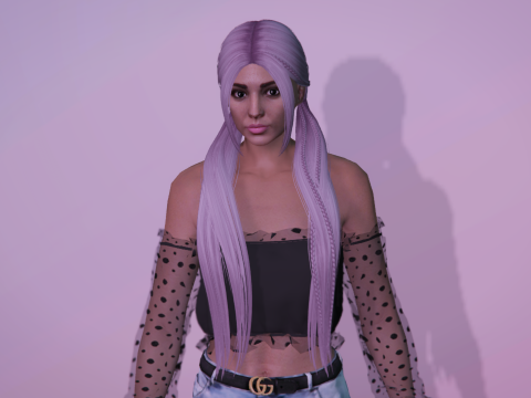 Ponies with two synthetic braids hairstyle for MP Female