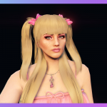 Cute 2 pigtails with bows hairstyle for MP Female