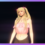 Cute 2 pigtails with bows hairstyle for MP Female