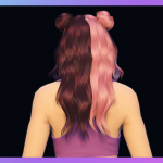 Long double-color curly hair with buns for MP Female 1.0