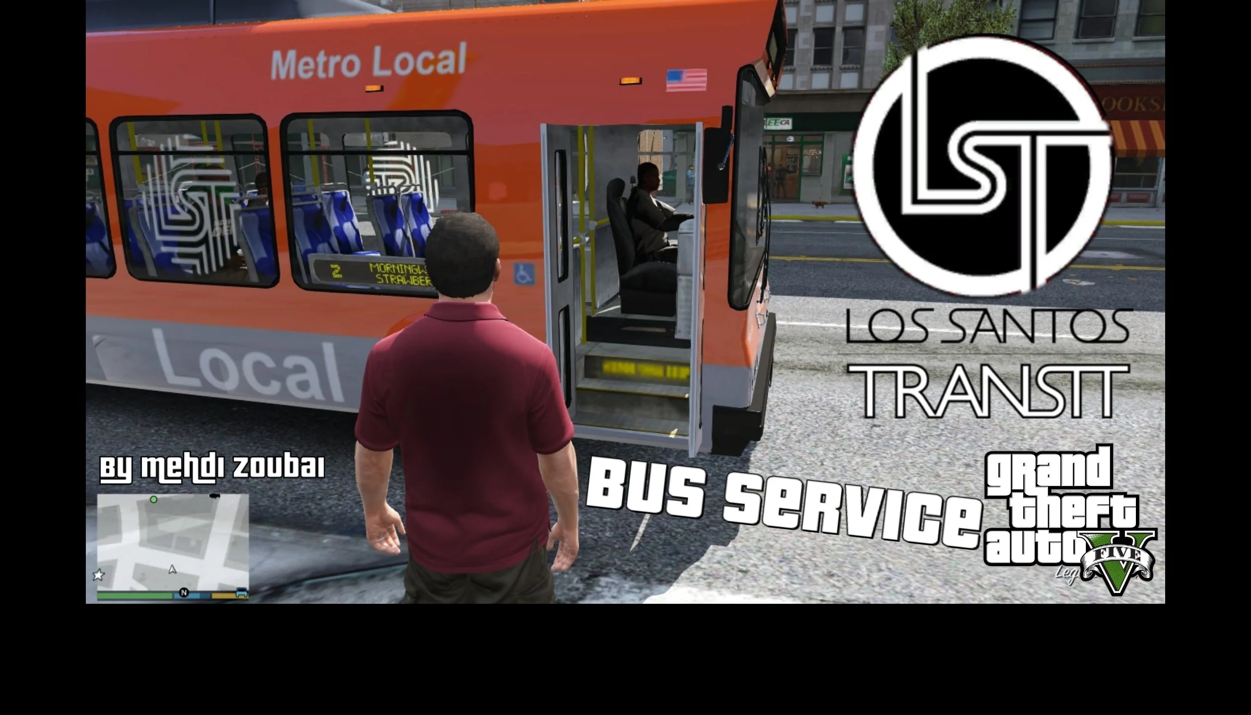 Los Santos Bus Service (as client), bus transport service in Los Santos, player as passenger [OpenIV] 2.0 beta