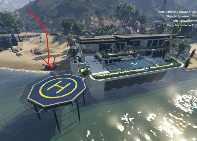 Cool upgrades to MALIBU MANSION (2 Helipads, a Dock, Security personnel at gate and driveway) [Menyoo/ .XML] 1.0
