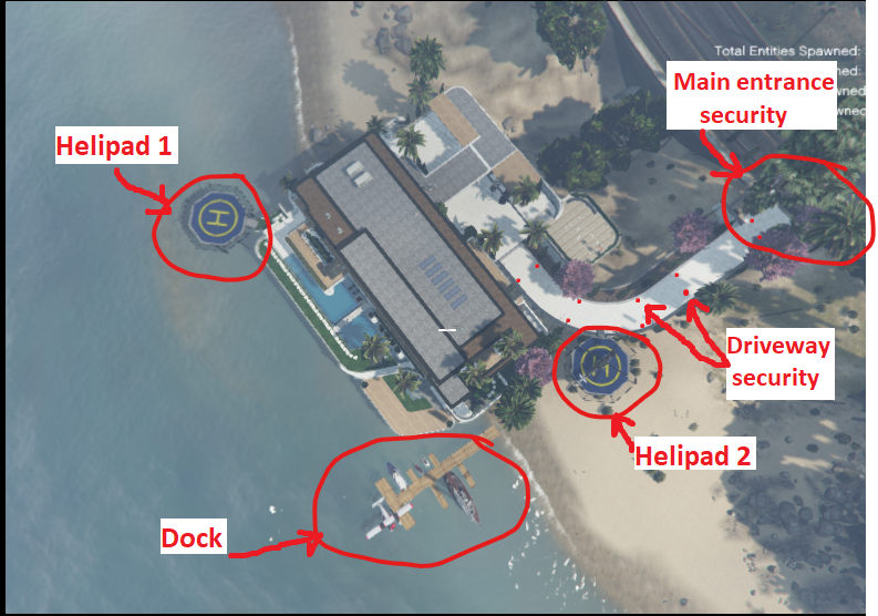 Cool upgrades to MALIBU MANSION (2 Helipads, a Dock, Security personnel at gate and driveway) [Menyoo/ .XML] 1.0