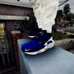 Nike Air Huarache Black and White x Royal Blue Run Premium