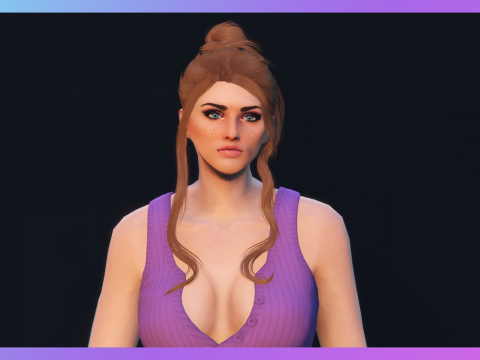 Bun with two loose strands hairstyle for MP Female 1.0
