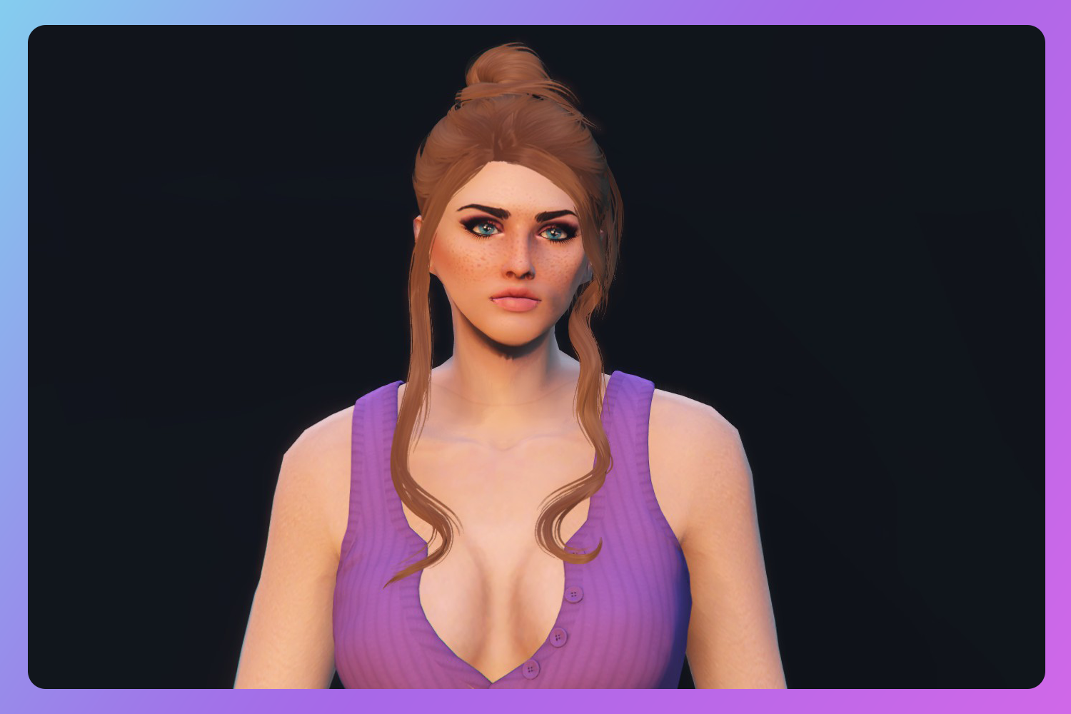 Bun with two loose strands hairstyle for MP Female 1.0