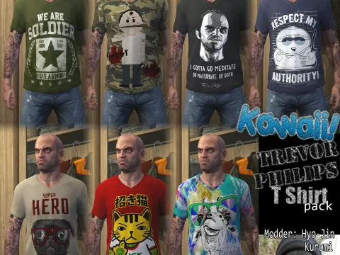 New Kawaii Trevor Philips T Shirt Pack (3k 3072 Pixel) Final