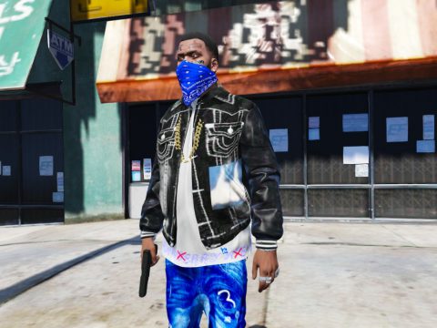 Black Tru Religion jean jacket (For Rollin 30 Crips) v1.0
