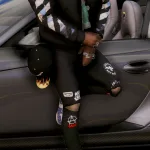 Palm Angels "Flames Cap" Strapped to jeans 1.0