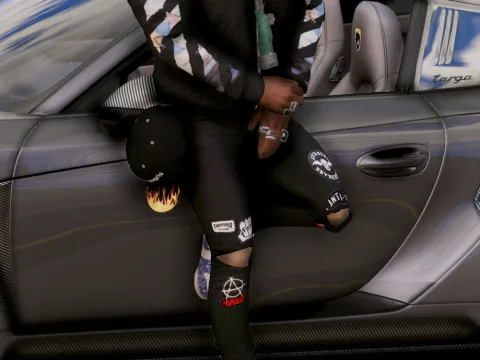 Palm Angels "Flames Cap" Strapped to jeans 1.0