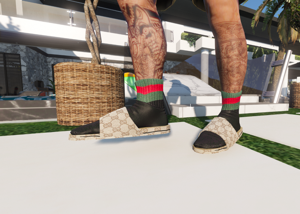 Green beans shell function Gucci Flip flops and socks for MP male 1.0 – GTA 5 mod