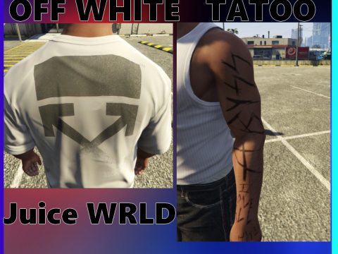 Off white shirt and "juice wrld's tatoo' for Franklin 0.1