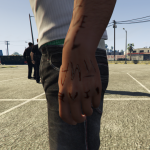 Off white shirt and "juice wrld's tatoo' for Franklin 0.1