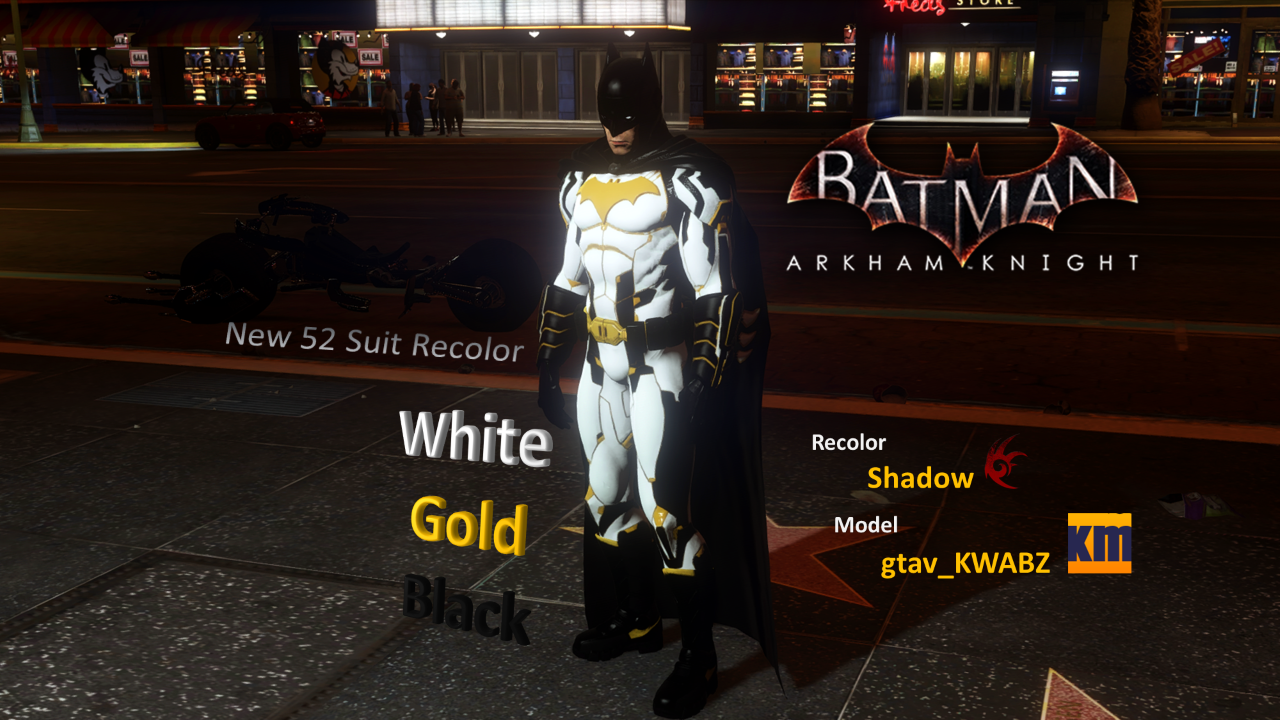 Batman Arkham Knight v8 Suit White Gold and Black Recolor 