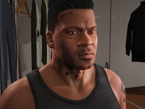 Franklin Face and Hand Tattoos