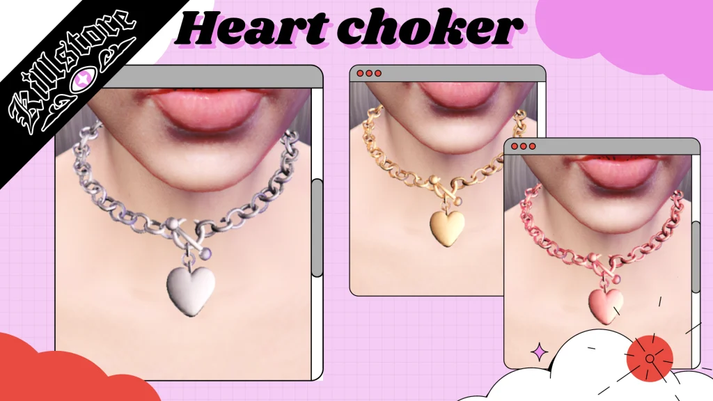 Heart Chain Choker Necklace For MP Female 1.0 