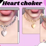 Heart Chain Choker Necklace For MP Female 1.0