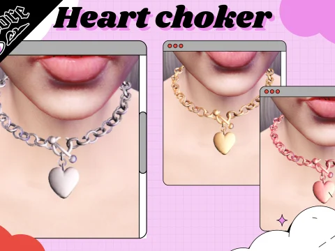 Heart Chain Choker Necklace For MP Female 1.0