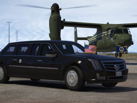 Cadillac "The Beast" Presidential State Car [Waving flags | Add-On]