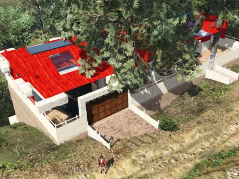 Red Hillside Home