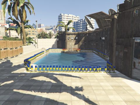 A cool Zombie Base With a Pool for Simple Zombies mod by sollaholla 1.0