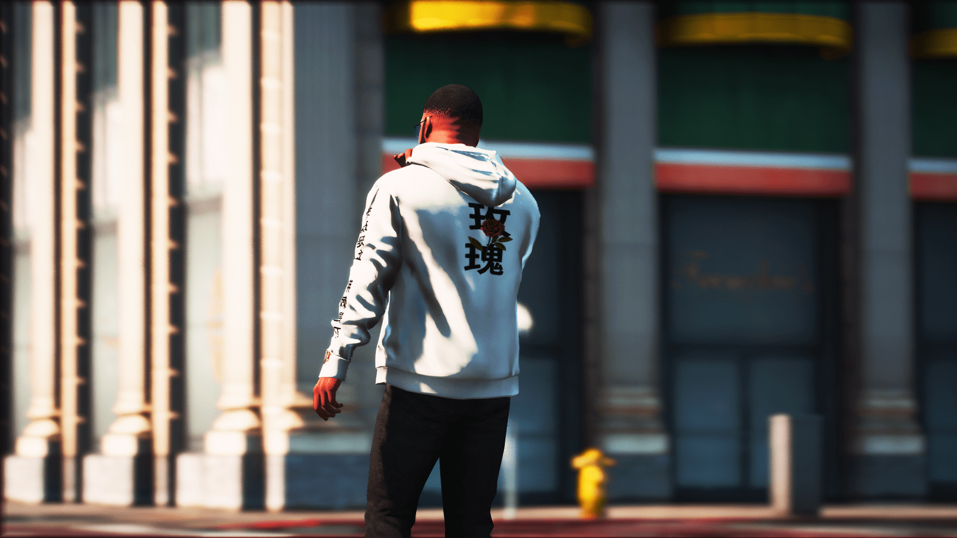 Chinese Rose - Black//White Hoodie 1 – GTA 5 mod