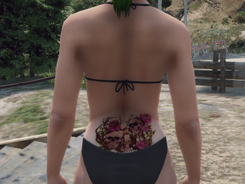 Lower Back Tattoo - Skulls & Roses V1