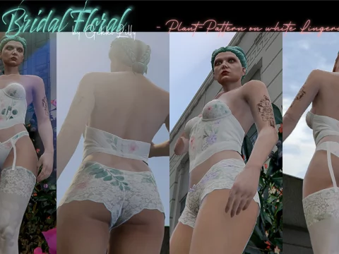 Bridal floral - plant-pattern on white lingerie 1.0