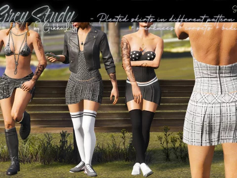Grey Study - skirt + overknees for MP Female (+ corset + bikini)