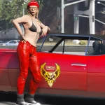 Red and Pink Leather Pants for MP Female 1.0