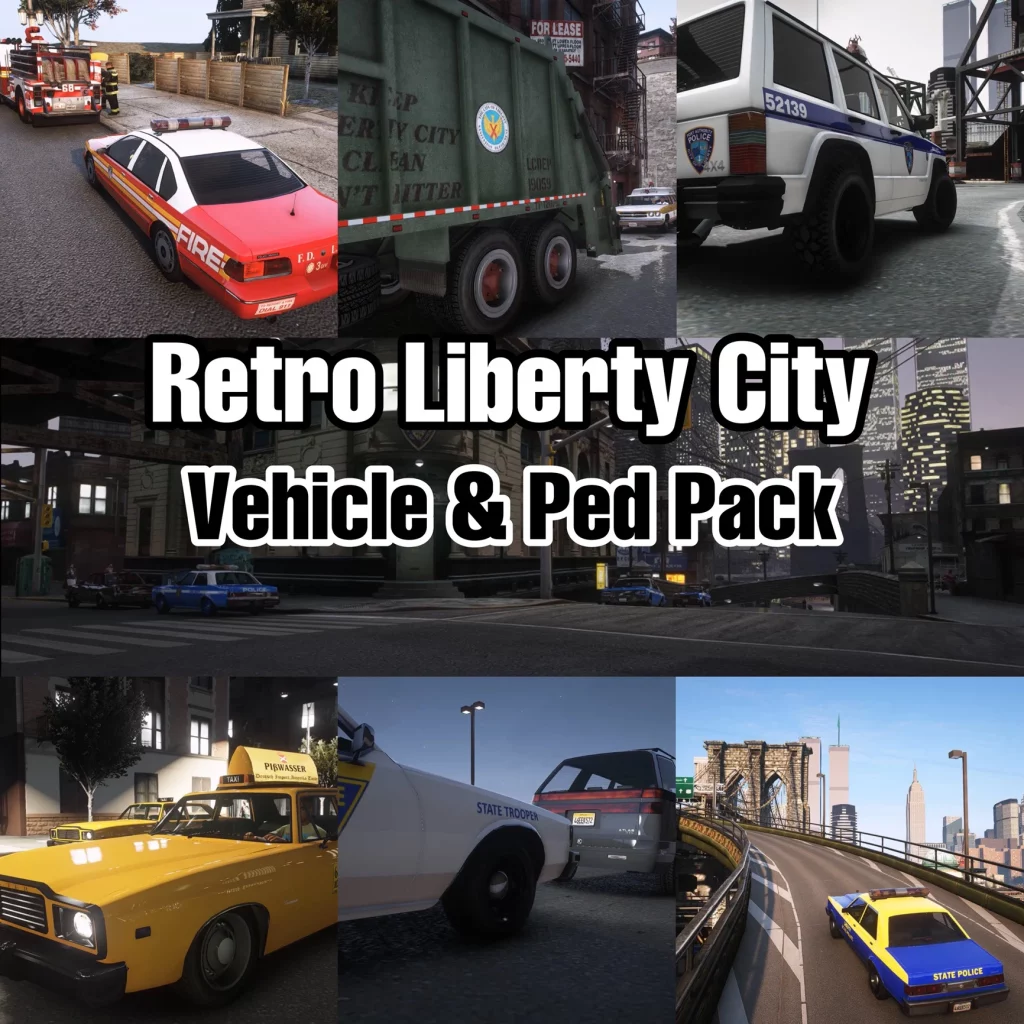Retro Liberty City Vehicle & Ped Pack (FDLC, LCEMS, LCPD, and more) [Add-On | Liveries | Functional] 1.0
