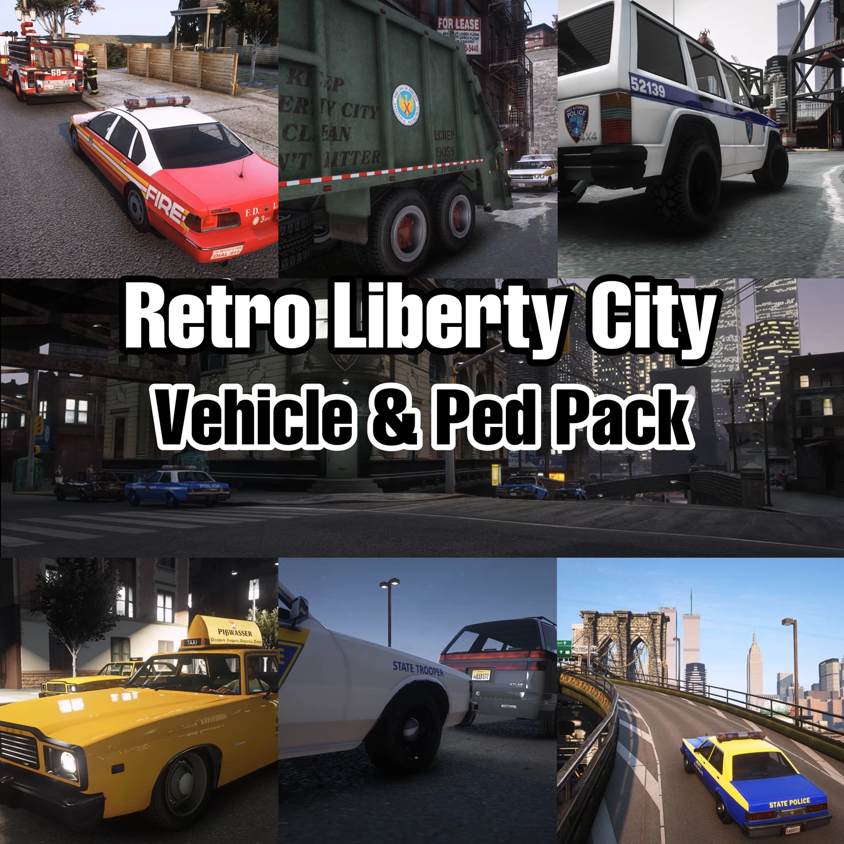 Retro Liberty City Araçları & Ped Pack (FDLC, LCEMS, LCPD, ve daha fazlası) [Add-On | Liveries | Functional] 1.0