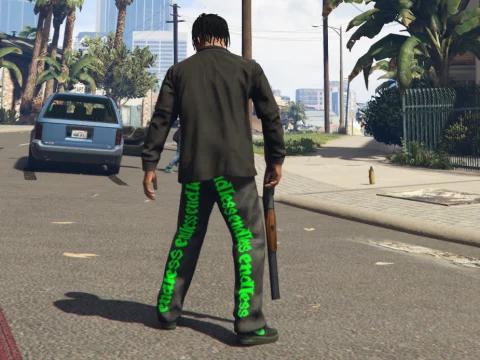 Endless x VLONE Black/Green Leather Pants for Franklin 1.0