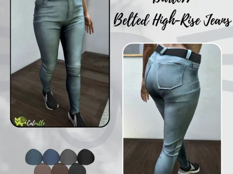 Belted High-Rise Jeans for MP Female V1.0