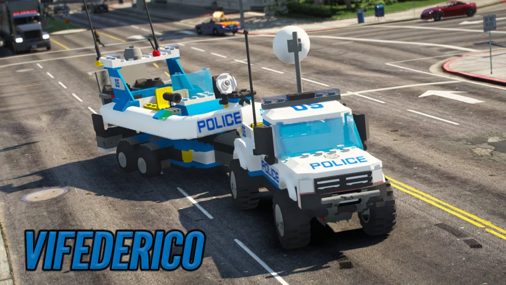 Lego City - Police patrol and trailer boat [Add-On / Replace | ELS] 