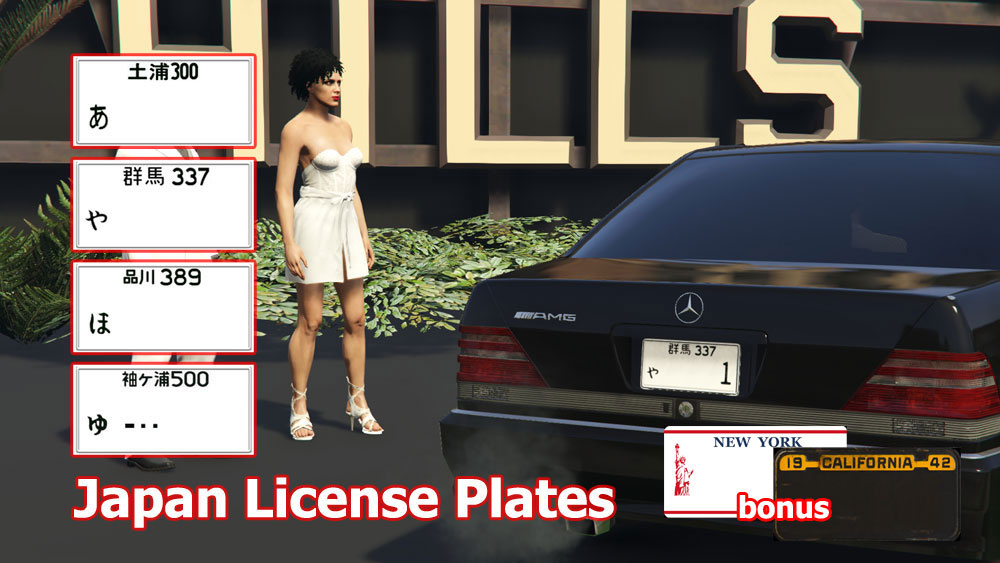 Japan License Plates + NY New York, Old California for Hot Rod