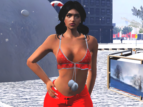 Ruffle Xmas Top for MP Female V1.0